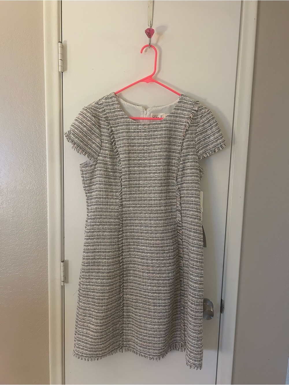 Eliza J Gray and Ivory Tweed Shift Dress